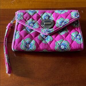 Vera Bradley Pink and Green Quilted Wristlet